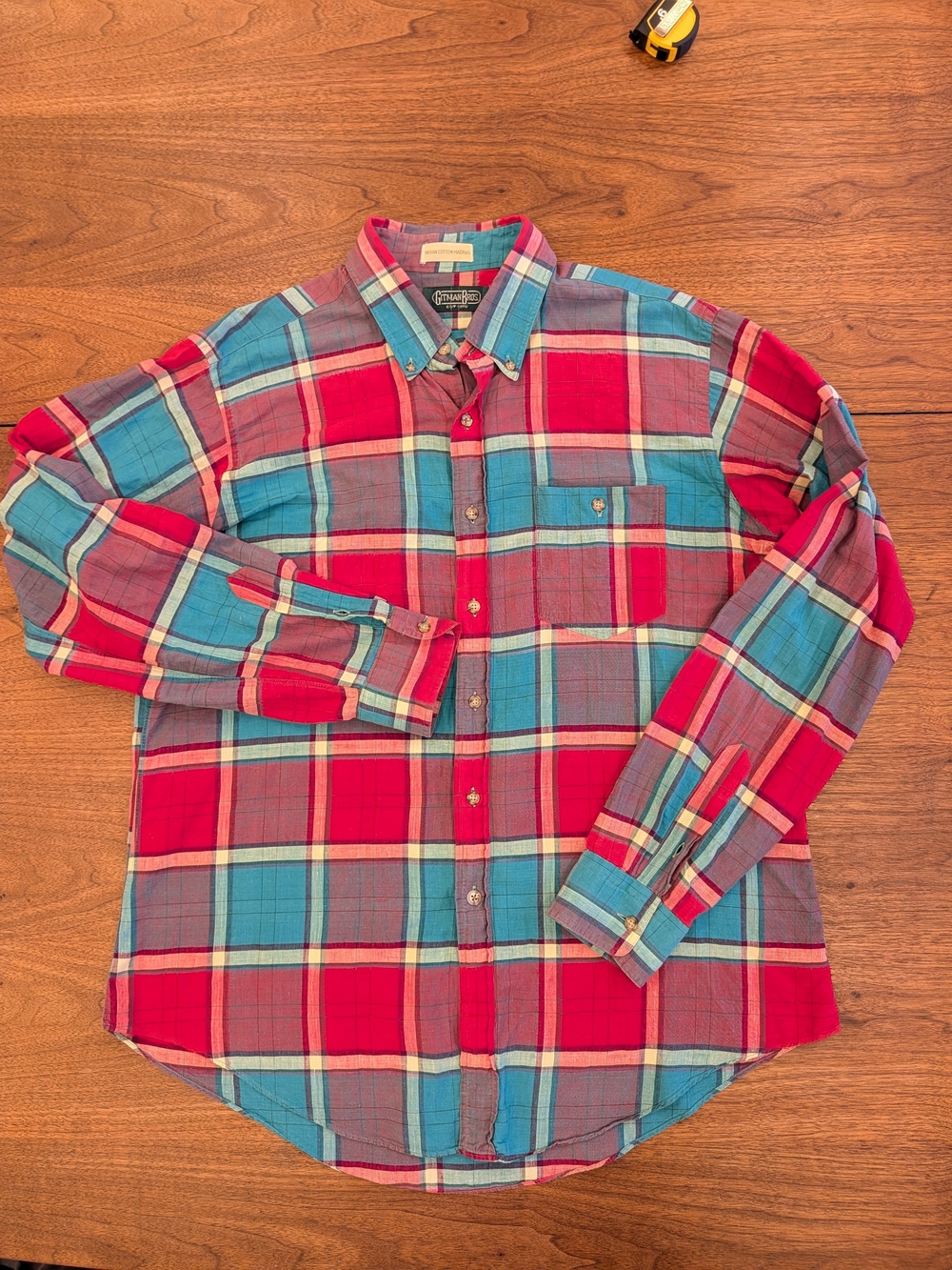 Gitman Bros XL Indian Cotton Madras Button-Down Shirt – Made in USA